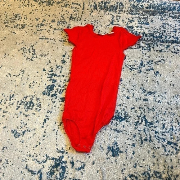 Vintage Red Bodysuit petal sleeve detail ribbed size Medium - Picture 2 of 5